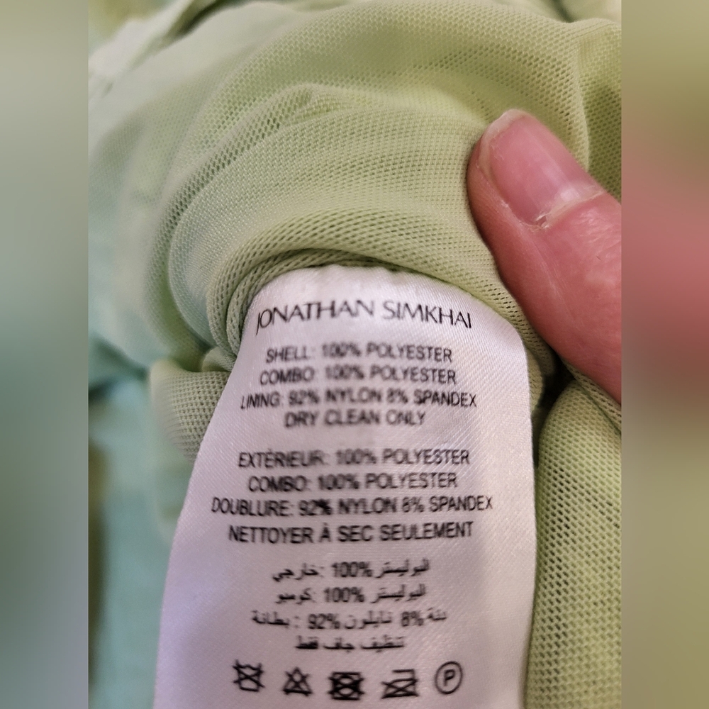 NWOT Jonathan Simkhai Green puff sleeve blouse with ruched wrap style - Picture 4 of 9